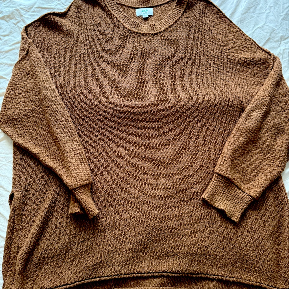 Aerie Warm Brown Crew Neck Sweater